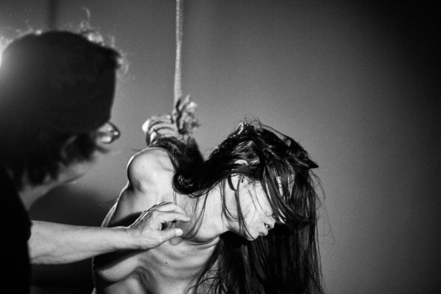 Wykd Dave ties up Natasha NAWATANEKO for Norio Sugiura Workshop on Aesthetics of Kinbaku in Kinbaku Lounge Copenhagen 2018