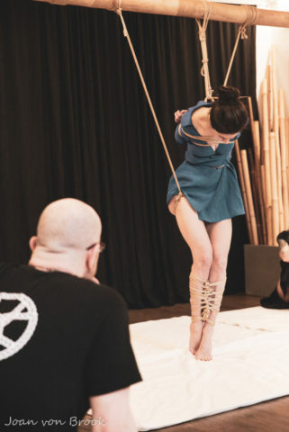 woman tied semenawa traditional japanese rope bondage kinbaku shibari