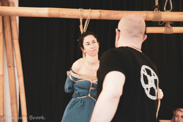 woman tied semenawa traditional japanese rope bondage kinbaku shibari