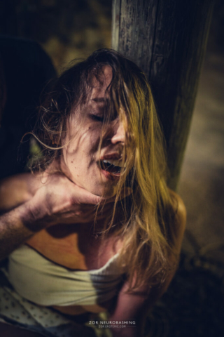Abandoned girl in white dress, exposed at a pole, Kinbaku, Shibari, Japanese Rope Bondage, Semenawa