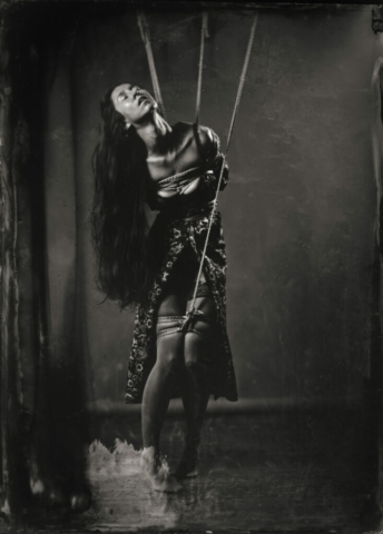 WetPlate Photography, Analog, Kinbaku, Shibari, Woman tied