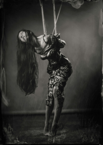 WetPlate Photography, Analog, Kinbaku, Shibari, Woman tied