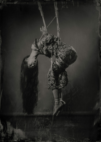 WetPlate Photography, Analog, Kinbaku, Shibari, Woman tied