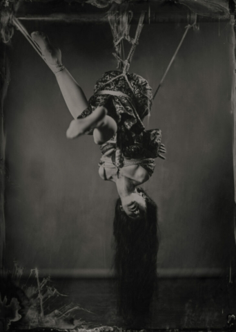 WetPlate Photography, Analog, Kinbaku, Shibari, Woman tied