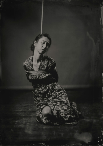 WetPlate Photography, Analog, Kinbaku, Shibari, Woman tied